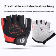 (Red,XL)Fitness Fahrradhandschuhe Halbfinger Atmungsaktiv Strick mit Stoßdämpfung Erwachsene