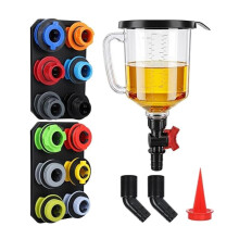 Engine Oil Funnel Kit 1.59 QT, No Spill Design with 12 Color Coded Adapters, Leak Proof Oil Change Funnel