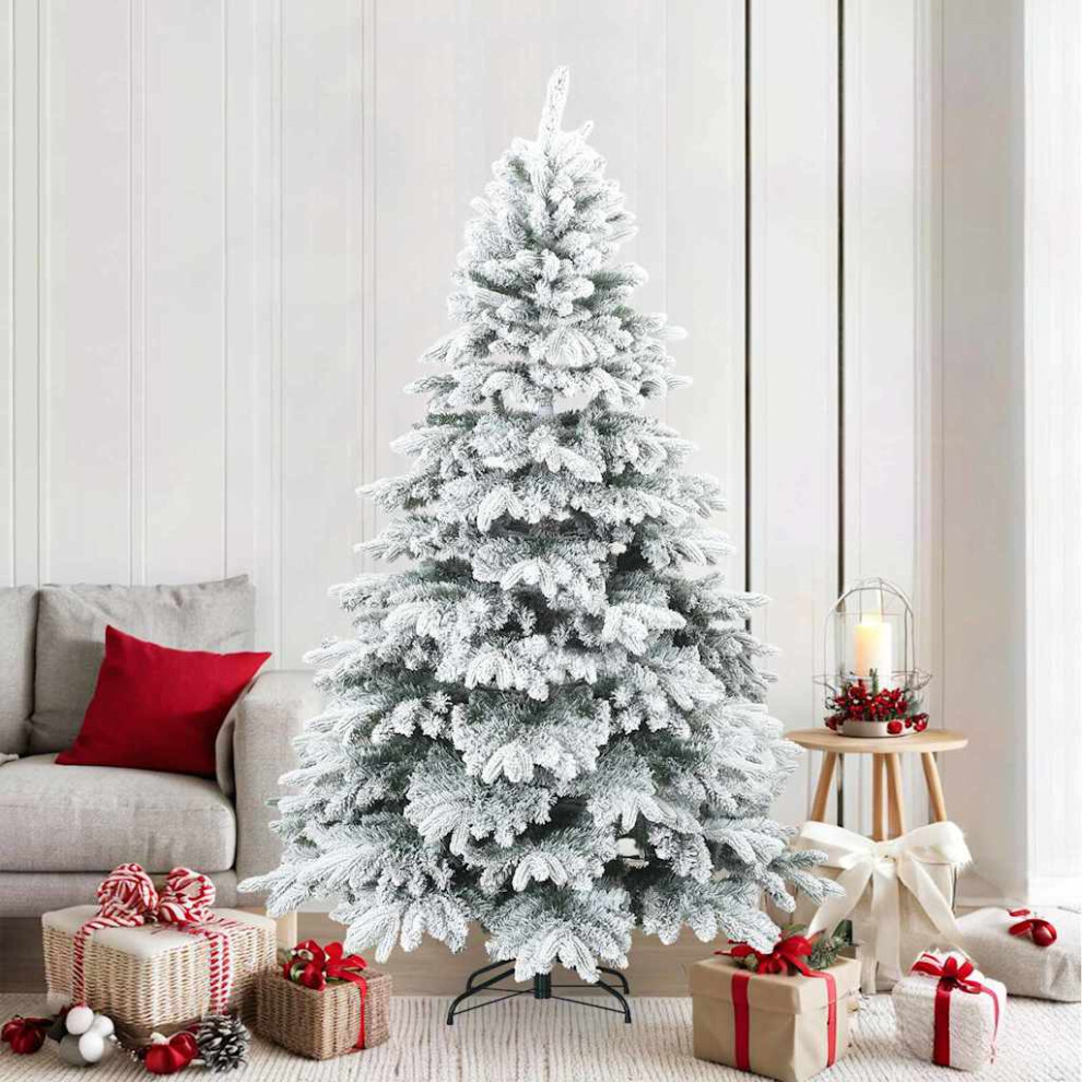 Vidaxl (White And Green, 210 Cm) Artificial Hinged Christmas Tree Green 120 Cm Pvc, Pe And Steel