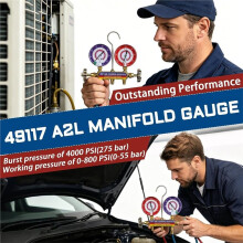 49117 A2L Manifold Gauge - Red,3-1/8"(80 mm) Gauges,R32,R454B,R410A Professional HVAC/R Tool,Working Pressure 0-800 PSI