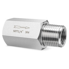 Siamese Terugslagklep van 304 Roestvrij Staal met 1/4" NPT Buitendraad X 1/4" NPT Binnendraad, Eenrichtings-Terugslagklep