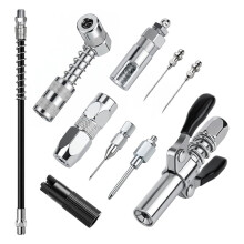 Grease Coupler Accessory Kit, 10Pcs Quick-Lock Double Handle Tips with Extension Hose - Lubrication Nozzle Set