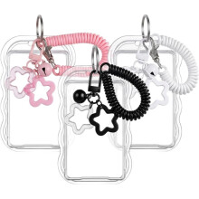 Portatarjetas con Cordón en Espiral - Portatarjetas de Identificación (Paquete de 3) - Adecuado para Tarjetas de Identificación, Fotos de Ídolos,