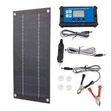 Kit de Painel Solar de 100A com Controlador de Carga para Carregamento Solar em Trailers, Barcos e Outros Veículos Recreativos.