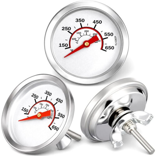 3-Pack KoLgrilltermometer för BBQ, 50-800F Räckvidd för Nötkött och Lammkött, Trägrillvärmeindikator