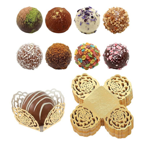 50Pcs Chocolate Paper Candy Cups, Cupcake Liners for Truffles, Small Flared Baking Cups