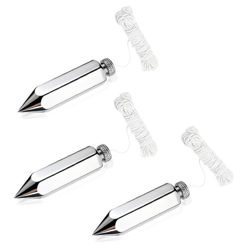 3Pcs Hexagon Plumb Bob with String,8oz,Precision Leveling Tool for Builders Carpenters Projects Wire Kit,790-8