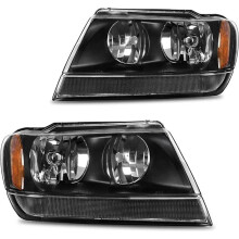 1Pair Front Bumper Headlight Lamp Semi-Assembly for Grand Cherokee 1999-2004 Front HeadLamp Lighting