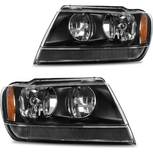 1Pair Front Bumper Headlight Lamp Semi-Assembly for  Grand Cherokee 1999-2004 Front HeadLamp Lighting 1