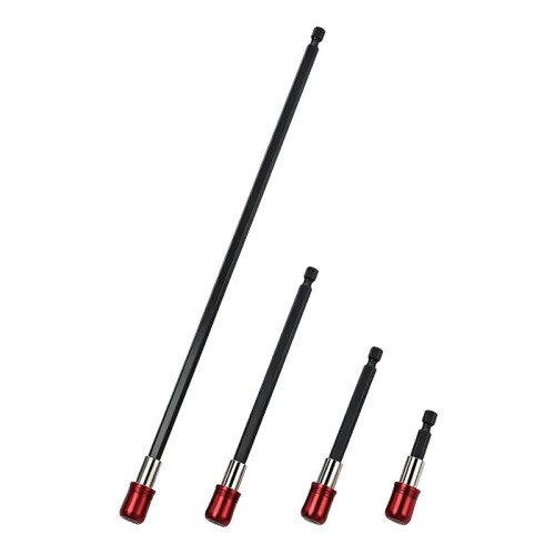 Drill Bit Extension Set 4PCS Magnetic Holder 1/4" Hex 2.4" 4" 6" 12" with A Secure Quick-Lock Design
