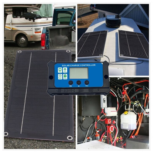 100A Solar Panel Kit with Charge Controller Solar Charging for Outdoor RV Camping Boat Trailer System 1
