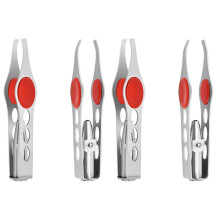 4 PCS Silver Tweezers with LED Light for Hair Removal and Makeup, Precise Grooming Tool