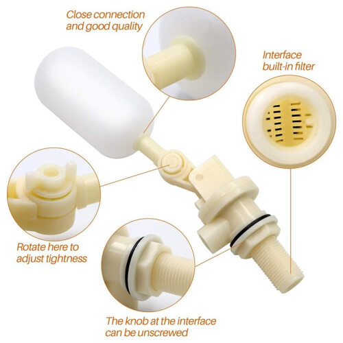 4Pc 3/4" Large Floating  Plastic Adjustable Auto Fill Float Valve DN20 Water Control  for Tank 1