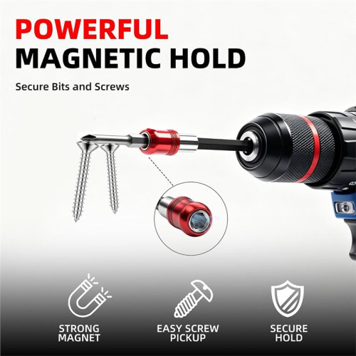 Drill Bit Extension Set 4PCS Magnetic Holder 1/4" Hex 2.4" 4" 6" 12" with A Secure Quick-Lock Design 2