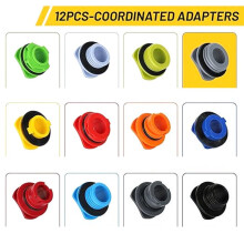 Engine Oil Funnel Kit 1.59 QT, No Spill Design with 12 Color Coded Adapters, Leak Proof Oil Change Funnel