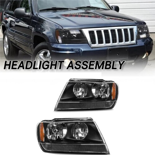 1Pair Front Bumper Headlight Lamp Semi-Assembly for  Grand Cherokee 1999-2004 Front HeadLamp Lighting 2