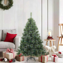 (White and green, 120 cm) vidaXL Artificial Hinged Christmas Tree Green 120 cm PVC, steel