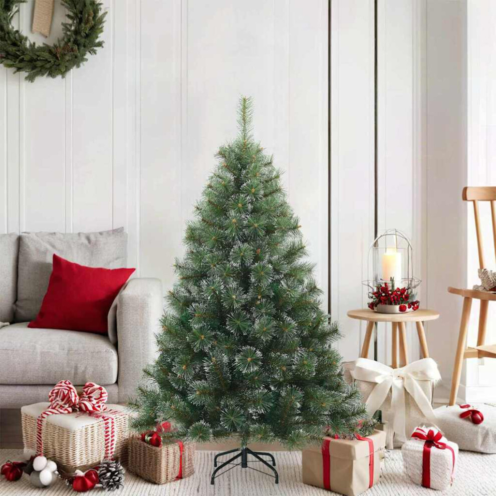 Vidaxl (White And Green, 120 Cm) Artificial Hinged Christmas Tree Green 120 Cm Pvc, Steel