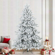 (White and green, 240 cm) vidaXL Artificial Hinged Christmas Tree Green 150 cm PVC, steel