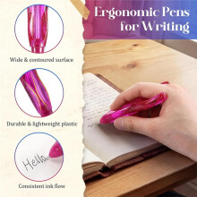 Lot de 6 Stylos à Bille Ergonomiques, pour une Prise en Main Facile, Couleurs Assorties, Écriture Fluide, Adaptés Aux Faibles Forces de Préhension