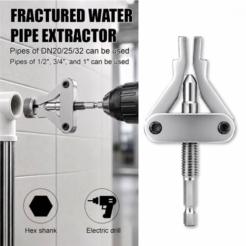 Pipe Extractor Tool Broken Thread Puller Hex Shank Power Drill for PPR PVC Plastic DN20/25/32 1/2″ 3/4″ 1″ 2