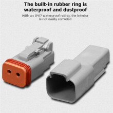 DT Series Waterproof Fixed Flange Connector 2 3 Pin Male Female Plug Socket for Truck Bus Automotive Wire 22-16AWG D