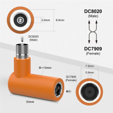 2Pcs 7909 to 8020 Adapter 90 Right Angle, DC7909 Female to DC8020 Male for Jackery Power Station