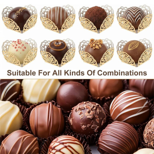 50Pcs Chocolate Paper Candy Cups, Cupcake Liners for Truffles, Small Flared Baking Cups 1