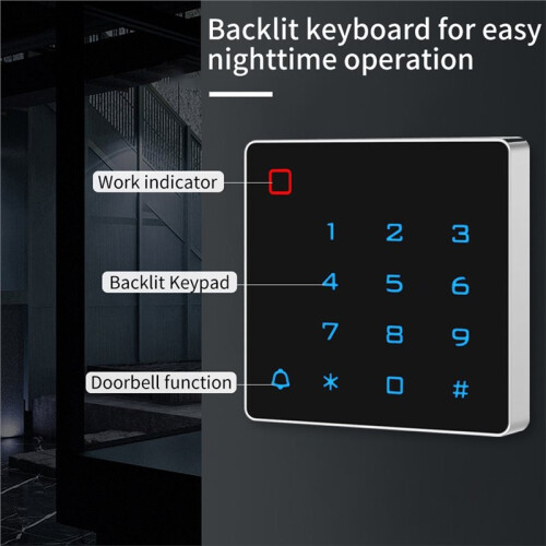Tuya App  WiFi Access Control Keypad, Backlit Touch Standalone RFID EM Card Access Controller with Wiegand Reader 2
