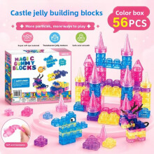 (56pcs)Castle Jelly Construction Toy With Soft Silicone For Parentchild Interaction