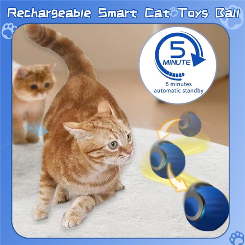 Interactive Cat Ball Toy 2.0 – Two-Speed USB Rechargeable Rolling Ball with Random Motion, Orange 2