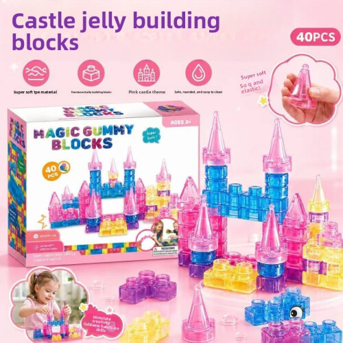 (40pcs)Castle Jelly Construction Toy With Soft Silicone For Interaction Parentchild 2
