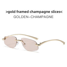 (Gold Champagne)Modern Minimalist Unisex Metal Sun Glasses With Uv400 For Outdoor Activities Parties And