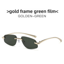 (Gold Green)Modern Minimalist Unisex Metal Sun Glasses With Uv400 For Outdoor Activities And Parties