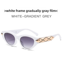(White Gradient Gray)Vintage Cat Eye Glasses Female With Plastic Metal Frame For Outings Parties And
