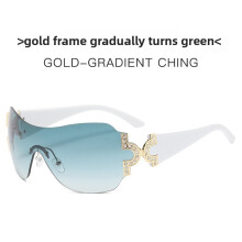 (White)Gafas de sol Millennia con marco de plástico y detalles brillantes para uso informal