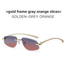 (Gold Gray Red)Modern Minimalist Unisex Metal Sun Glasses With Uv400 For Outdoor Activities Parties And