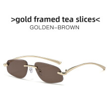 (Gold Tea)Óculos de sol unissex minimalista moderno de metal com Uv400 para atividades ao ar livre festas e