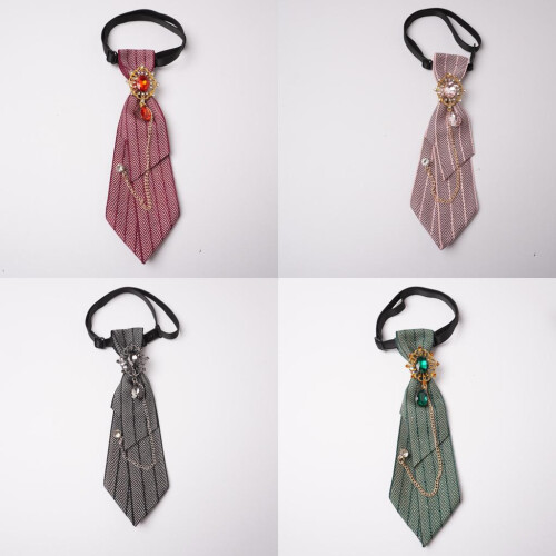 (BlueStripedChain)Gravata formal infantil com elástico fácil de usar para eventos escolares 2