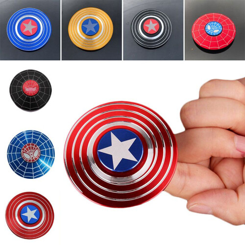(Red AB)Fidget Spinner Captain American Fingertip Gyro Shield Alloy Toys Decompression 2