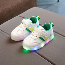 (Green,EU25)Zapatillas Luminosas Niños Pequeños Niños Bebé Zapatos a Rayas Luz LED2130