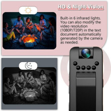 Caméra D'Enregistrement Vidéo 1080P, Petite Caméra de Sécurité avec Vision Nocturne, Caméra Corporelle Portable pour la Livraison de Sports