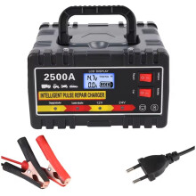 12/24V Fast Car Motorcycle Lead-Acid Intelligent Pulse Repair Battery Charger with Digital LCD Display EU Plug