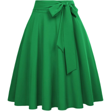 Damen Midi Rock Ausgestellt Elegant Vintage Modisch Grün XL — retro rock damen, a-linien rock knielang