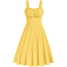 Sommerkleid Ausgestellt Elegant Bequem Luftig Gelb S — damen freizeitkleid, a-linien kleid gelb, trägerkleid sommer