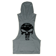 (DeepGrey,2XL)Hot Men Gym Clothing Stringer Hoodie Bodybuilding Tank Top Muscle Shirt Hooded