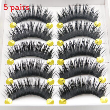 5 Paar natürliche Wimpern Make-up Kreuz Handarbeit dicke falsche Wimpern