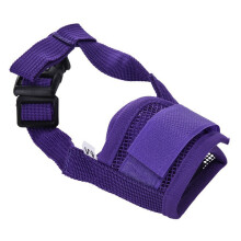 (Purple,XL)Dog Adjustable Mask Bark Bite Mesh Mouth Muzzle Grooming Anti Chewing Service
