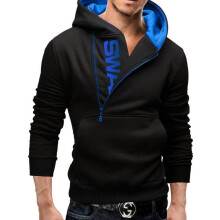 (Black Blue,XL)Moletom masculino inverno fino com capuz quente casaco jaqueta roupa presente moda