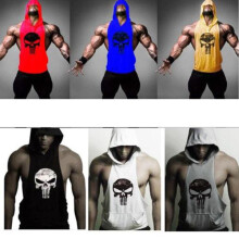 (Yellow,2XL)Hot Men Gym Clothing Stringer Hoodie Bodybuilding Tank Top Muscle Hooded Shirt